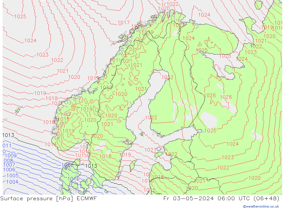 pression de l'air ECMWF ven 03.05.2024 06 UTC