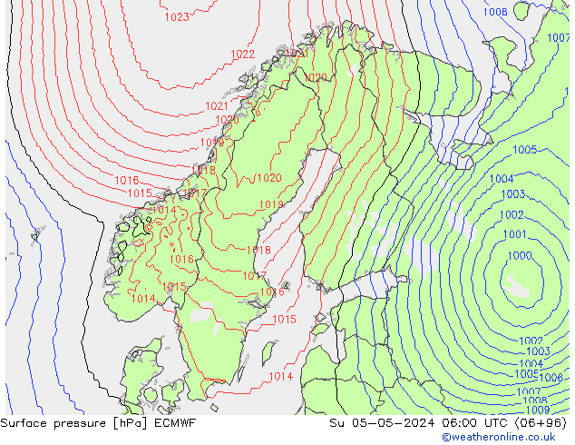 Luchtdruk (Grond) ECMWF zo 05.05.2024 06 UTC