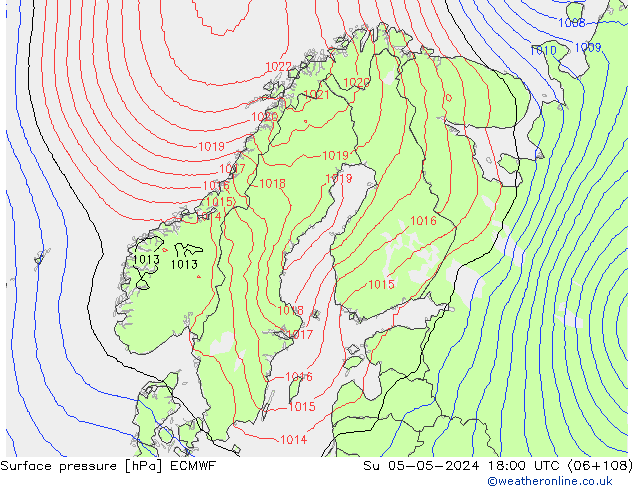 Surface pressure ECMWF Su 05.05.2024 18 UTC