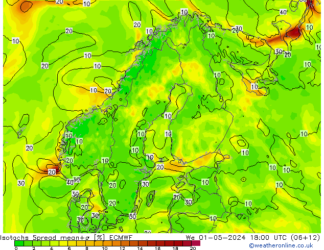 Isotachen Spread ECMWF Mi 01.05.2024 18 UTC