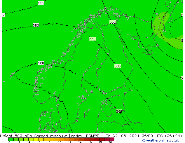 Height 500 hPa Spread ECMWF Do 02.05.2024 06 UTC