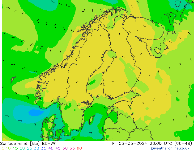 Vent 10 m ECMWF ven 03.05.2024 06 UTC