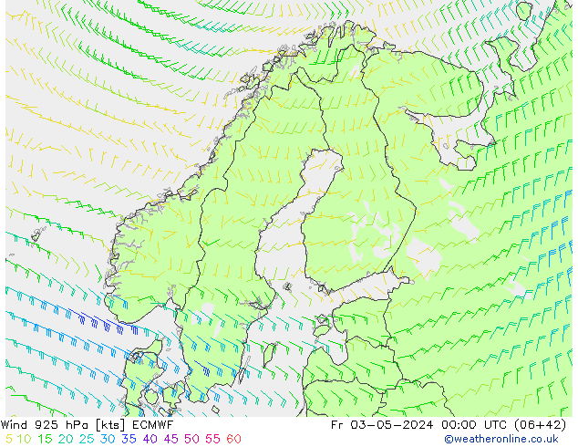 Rüzgar 925 hPa ECMWF Cu 03.05.2024 00 UTC