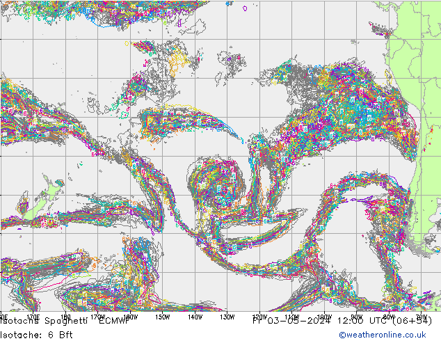 Isotachs Spaghetti ECMWF Fr 03.05.2024 12 UTC