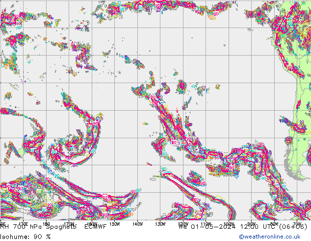 RH 700 hPa Spaghetti ECMWF We 01.05.2024 12 UTC