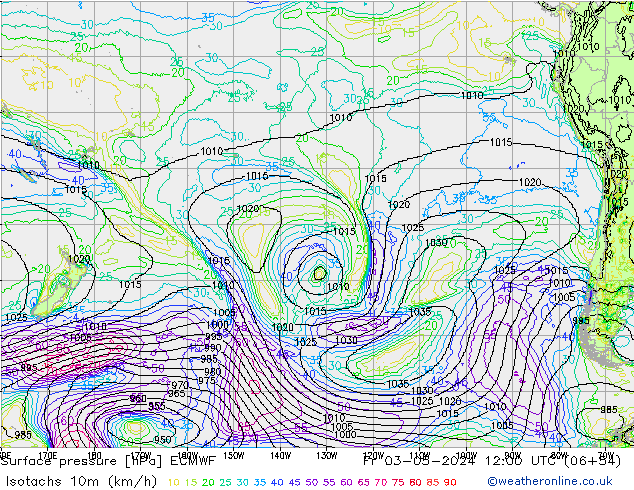 Isotachs (kph) ECMWF Fr 03.05.2024 12 UTC