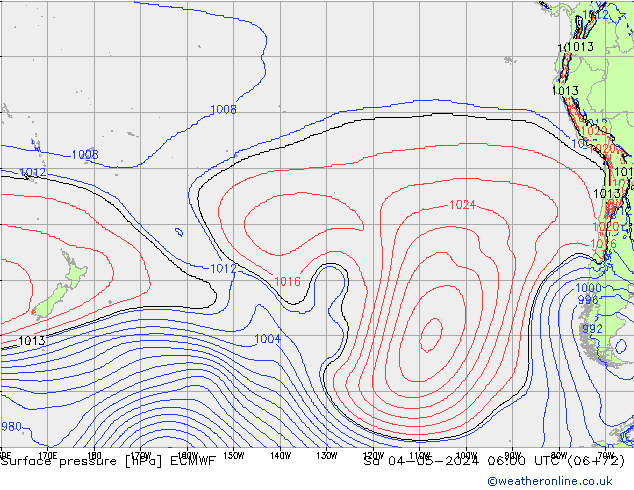 pressão do solo ECMWF Sáb 04.05.2024 06 UTC