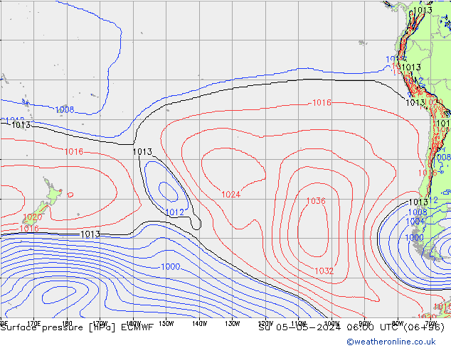 Luchtdruk (Grond) ECMWF zo 05.05.2024 06 UTC