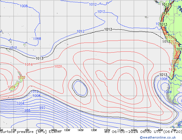 Surface pressure ECMWF Mo 06.05.2024 06 UTC