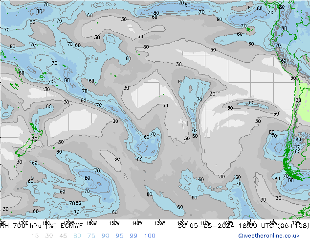 RH 700 hPa ECMWF Dom 05.05.2024 18 UTC