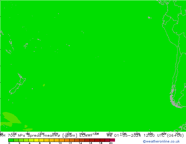 RH 700 hPa Spread ECMWF We 01.05.2024 12 UTC