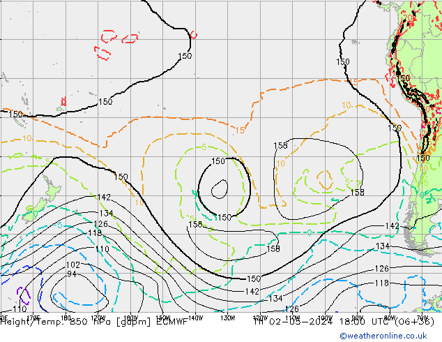 Height/Temp. 850 hPa ECMWF Qui 02.05.2024 18 UTC