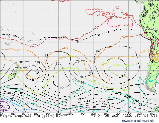 Height/Temp. 925 hPa ECMWF We 01.05.2024 12 UTC