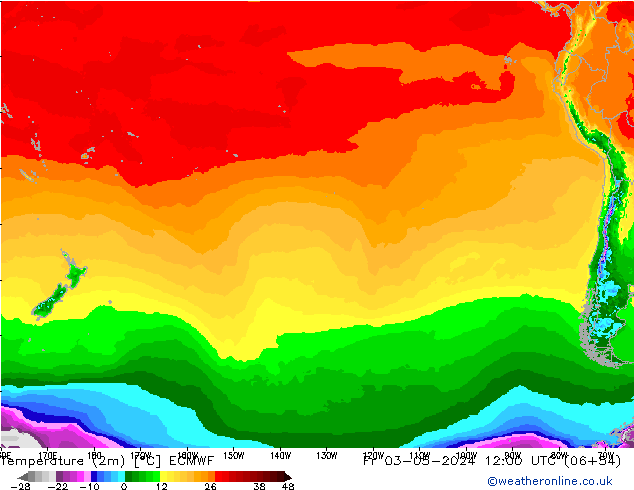 Temperature (2m) ECMWF Fr 03.05.2024 12 UTC