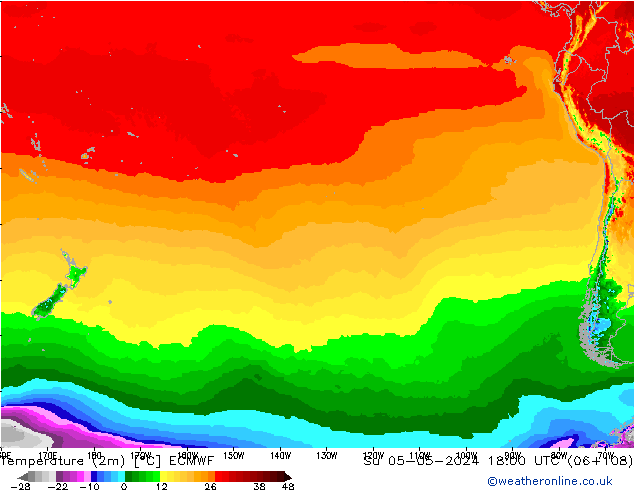 Temperatura (2m) ECMWF dom 05.05.2024 18 UTC