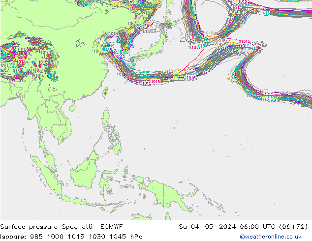 Luchtdruk op zeeniveau Spaghetti ECMWF za 04.05.2024 06 UTC