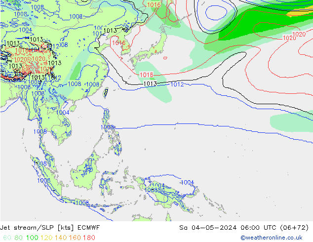 Straalstroom/SLP ECMWF za 04.05.2024 06 UTC