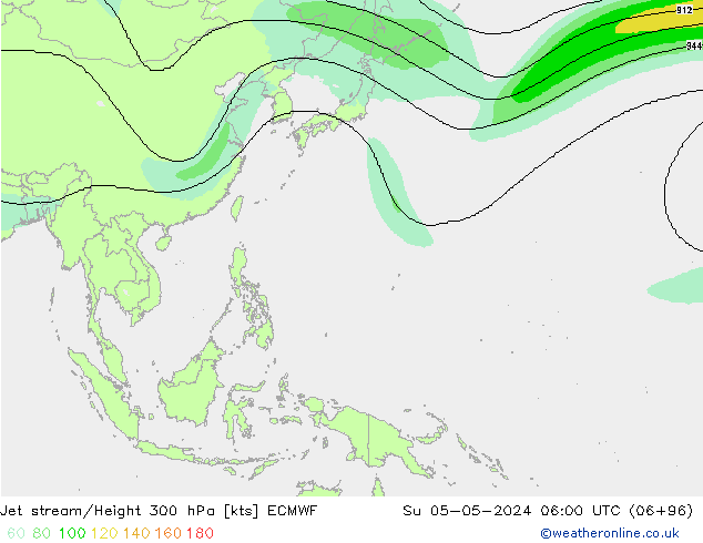 Jet stream/Height 300 hPa ECMWF Su 05.05.2024 06 UTC