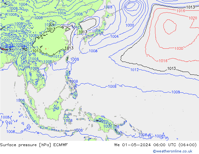 pressão do solo ECMWF Qua 01.05.2024 06 UTC