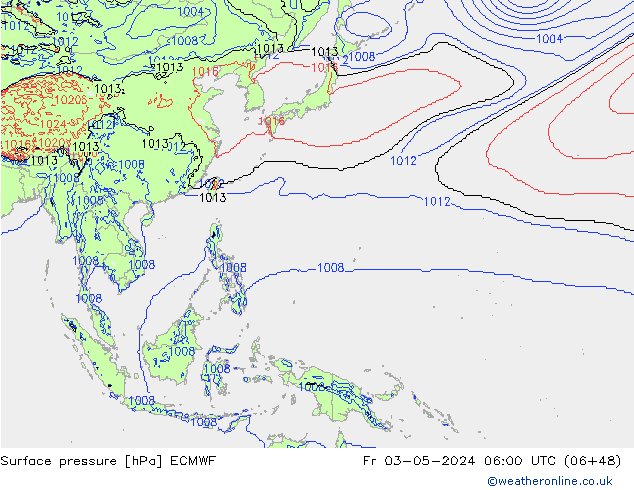 Atmosférický tlak ECMWF Pá 03.05.2024 06 UTC