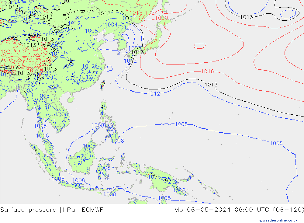 pressão do solo ECMWF Seg 06.05.2024 06 UTC