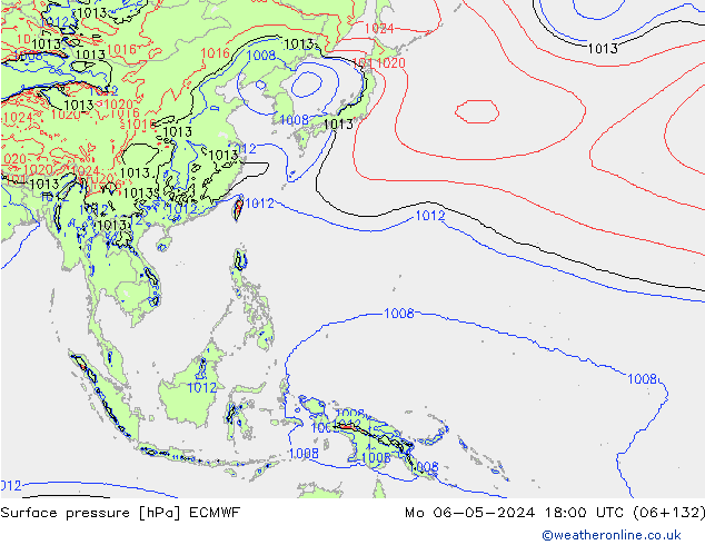 Luchtdruk (Grond) ECMWF ma 06.05.2024 18 UTC