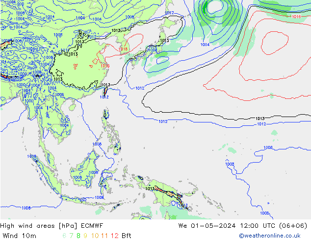 High wind areas ECMWF mer 01.05.2024 12 UTC