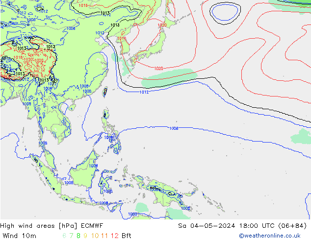 High wind areas ECMWF sáb 04.05.2024 18 UTC