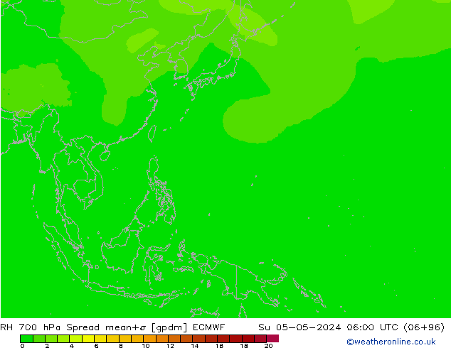 RH 700 hPa Spread ECMWF Su 05.05.2024 06 UTC