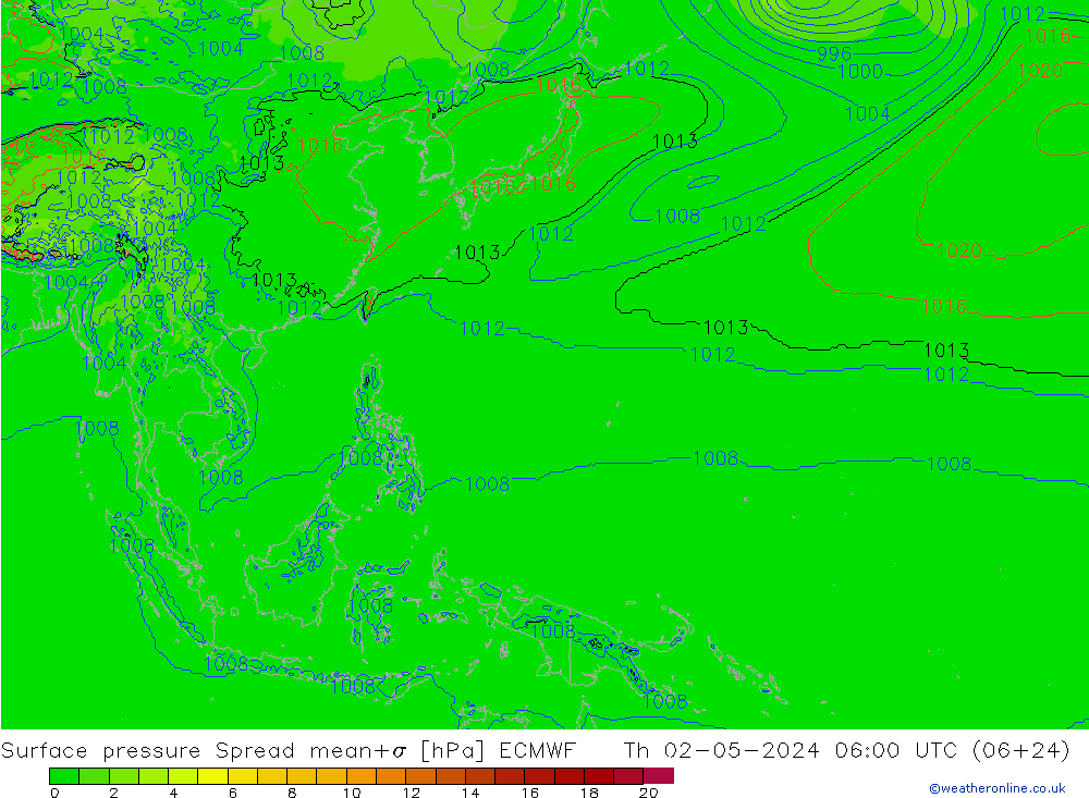 Yer basıncı Spread ECMWF Per 02.05.2024 06 UTC