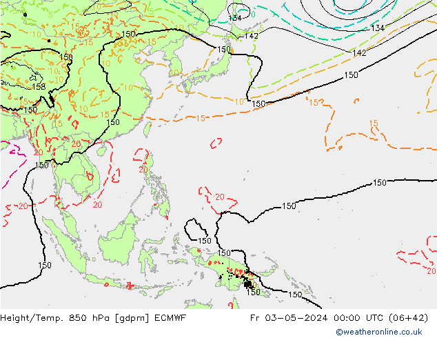 Height/Temp. 850 hPa ECMWF Fr 03.05.2024 00 UTC