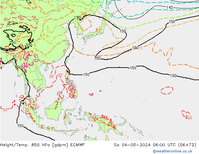 Hoogte/Temp. 850 hPa ECMWF za 04.05.2024 06 UTC