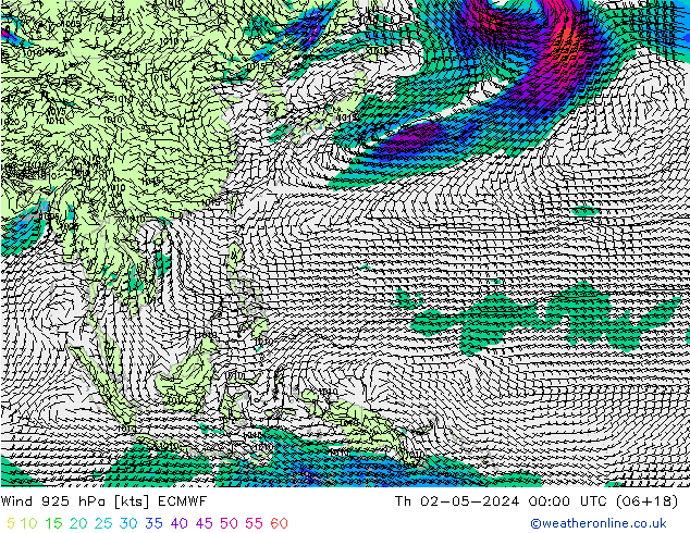 Viento 925 hPa ECMWF jue 02.05.2024 00 UTC