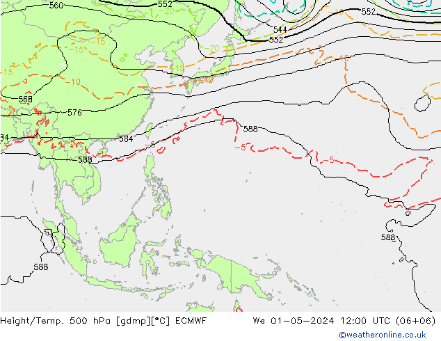 Height/Temp. 500 гПа ECMWF ср 01.05.2024 12 UTC