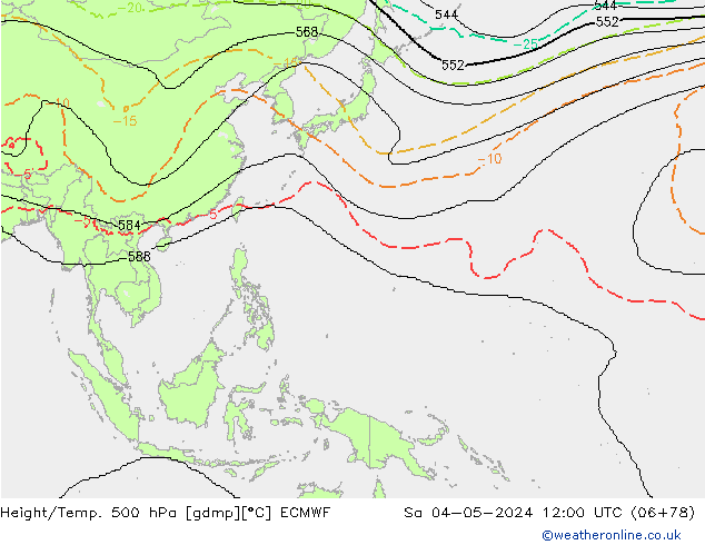 Hoogte/Temp. 500 hPa ECMWF za 04.05.2024 12 UTC