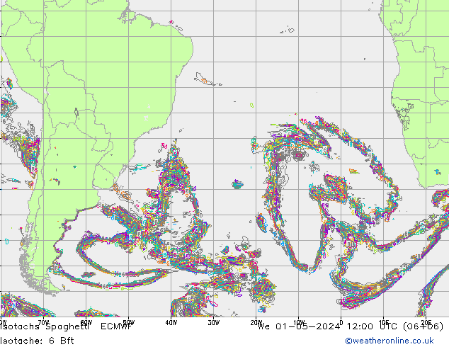 Isotachs Spaghetti ECMWF We 01.05.2024 12 UTC