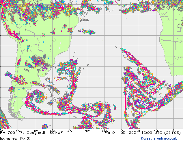 RH 700 hPa Spaghetti ECMWF We 01.05.2024 12 UTC