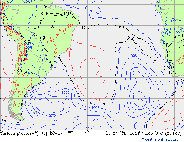 Surface pressure ECMWF We 01.05.2024 12 UTC