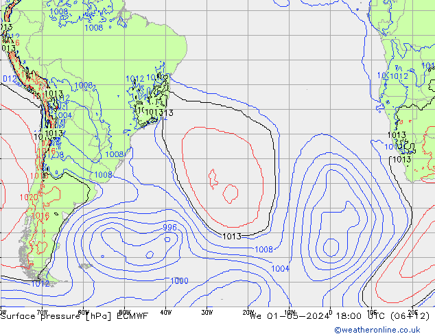 Yer basıncı ECMWF Çar 01.05.2024 18 UTC