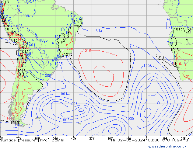 Atmosférický tlak ECMWF Čt 02.05.2024 00 UTC