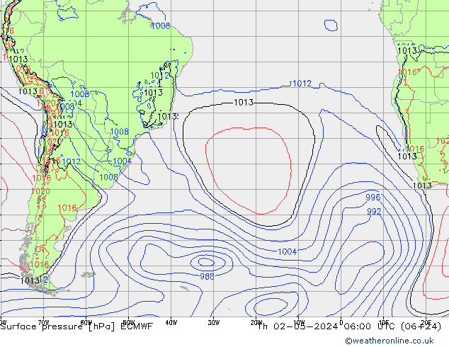 Luchtdruk (Grond) ECMWF do 02.05.2024 06 UTC