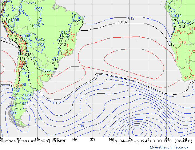 pressão do solo ECMWF Sáb 04.05.2024 00 UTC