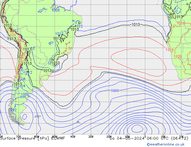 Luchtdruk (Grond) ECMWF za 04.05.2024 06 UTC