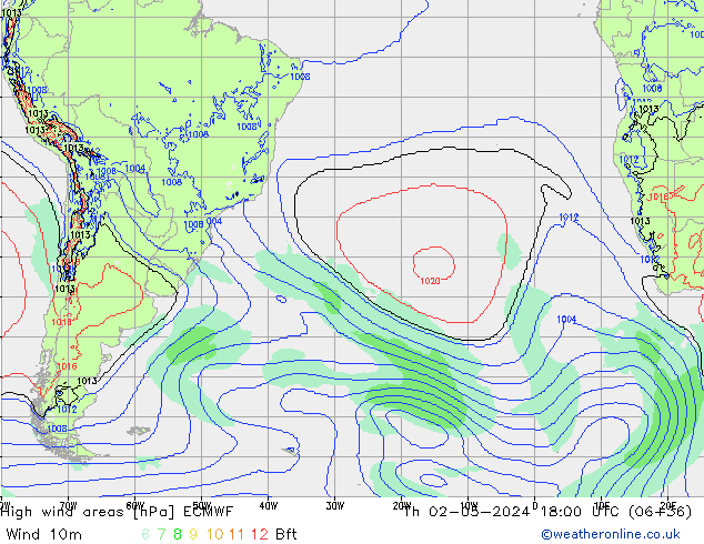 Izotacha ECMWF czw. 02.05.2024 18 UTC