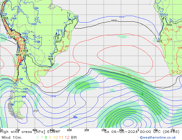 High wind areas ECMWF sab 04.05.2024 00 UTC