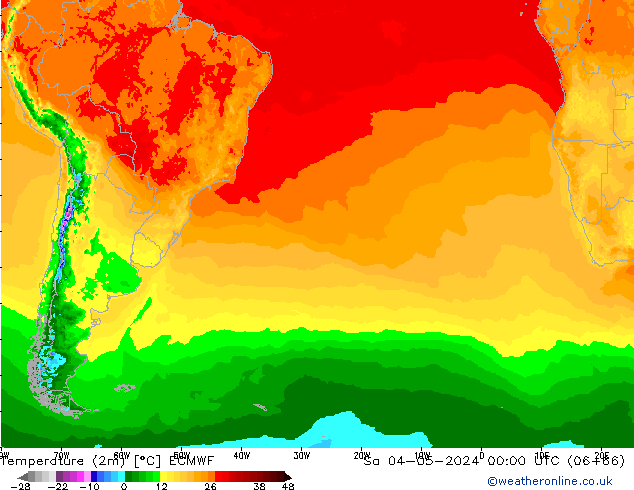 Sıcaklık Haritası (2m) ECMWF Cts 04.05.2024 00 UTC