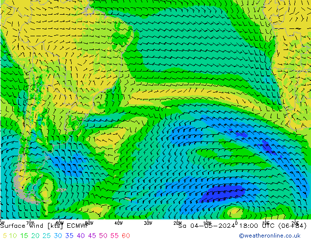 Wind 10 m ECMWF za 04.05.2024 18 UTC