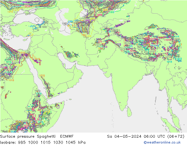 Pressione al suolo Spaghetti ECMWF sab 04.05.2024 06 UTC