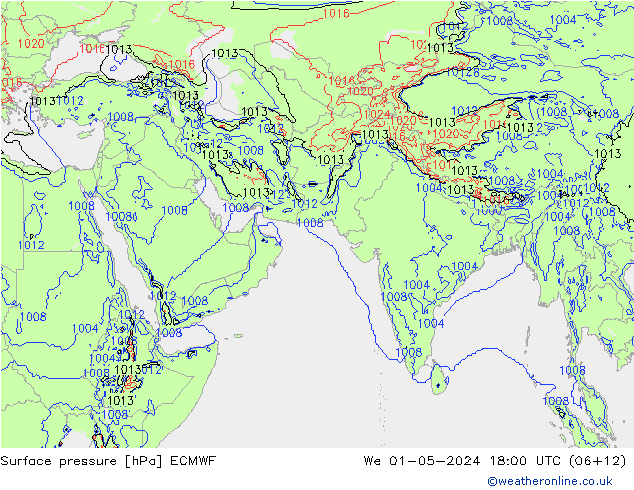 Surface pressure ECMWF We 01.05.2024 18 UTC