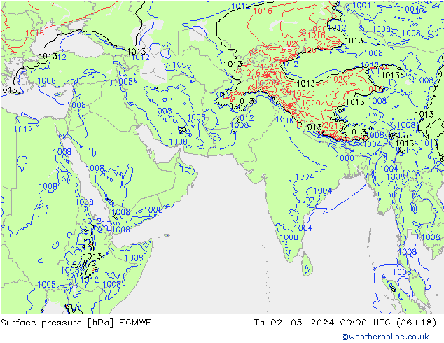 ciśnienie ECMWF czw. 02.05.2024 00 UTC